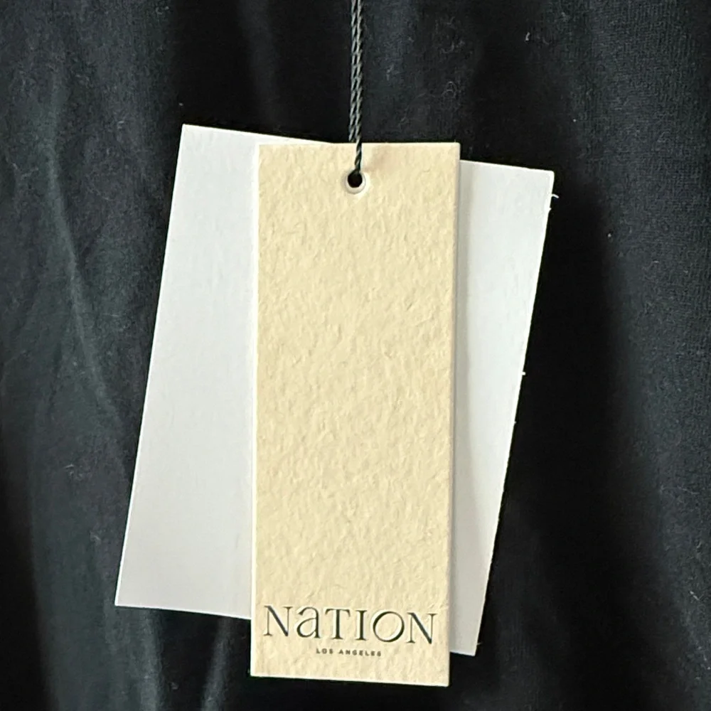 NATION LTD Long Sleeve Black Cotton Maxi Dress Jet Black Color Size Small NWT - Picture 4 of 8